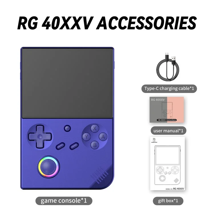 ANBERNIC RG40XXV 4.0-inch IPS Screen WiFi + Bluetooth Retro Video Game Console, with 128G TF Card - Blue