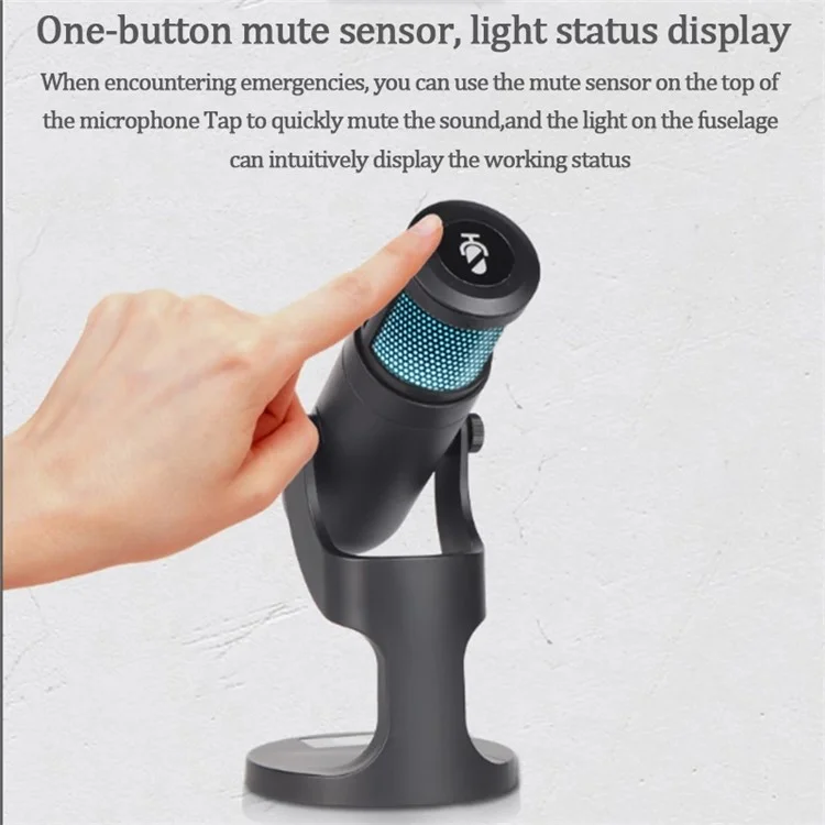 DLDZ JD-950 Gaming Live Streaming Condenser Microphone with RGB Dynamic Light 360° Rotatable Type-C Mic for Windows Desktop PC Laptop