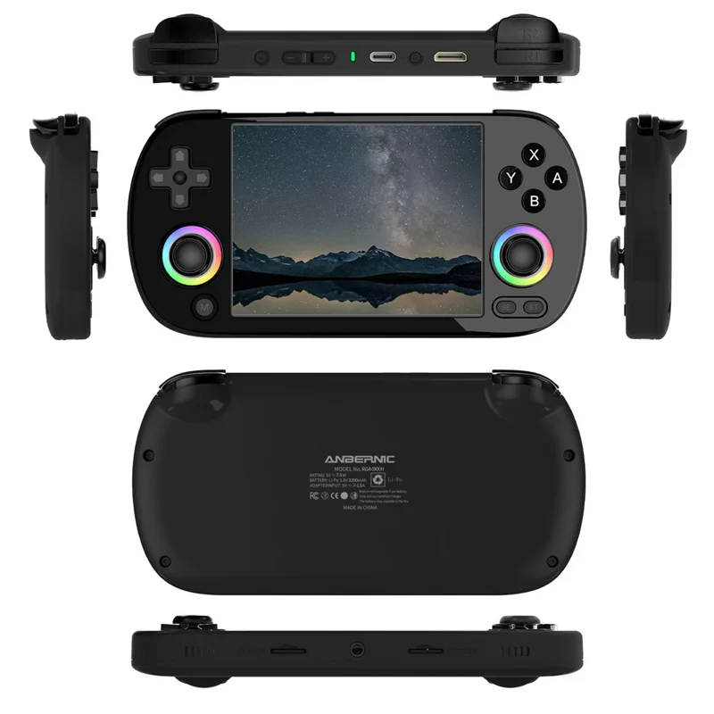 ANBERNIC RG40XXH 4.0 Inch IPS Screen Bluetooth + WiFi Handheld Video Game Console, with 64G+256G TF Card - Black