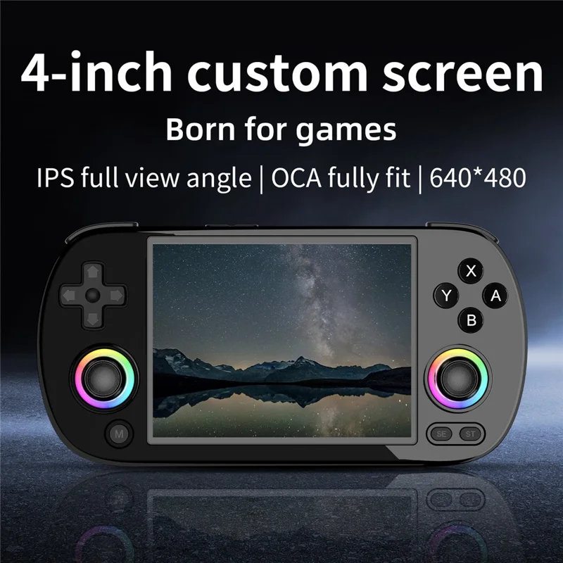 ANBERNIC RG40XXH 4.0 Inch IPS Screen Bluetooth + WiFi Handheld Video Game Console, with 64G+256G TF Card - Black