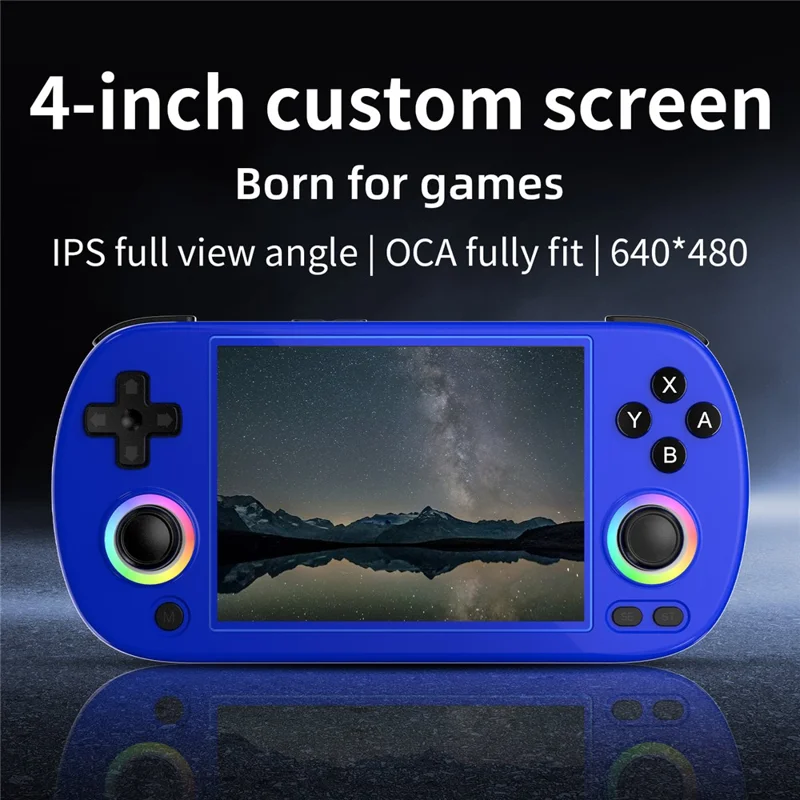 ANBERNIC RG40XXH 4.0 Inch IPS Screen Bluetooth + WiFi Handheld Video Game Console, with 64G TF Card - Blue