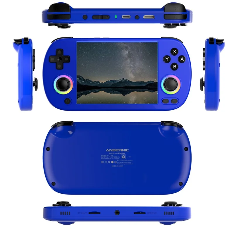 ANBERNIC RG40XXH 4.0 Inch IPS Screen Bluetooth + WiFi Handheld Video Game Console, with 64G+128G TF Card - Blue