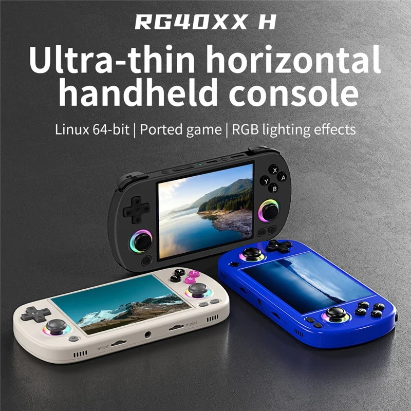 ANBERNIC RG40XXH 4.0 Inch IPS Screen 64G Bluetooth + WiFi Handheld Video Game Console, with 128G TF Card - Grey