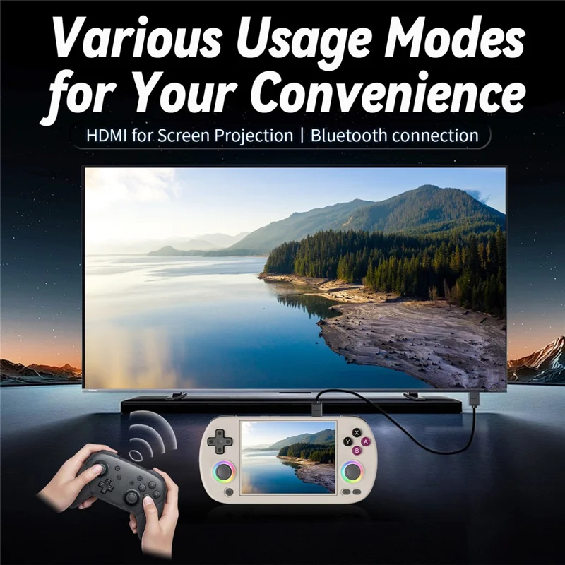 ANBERNIC RG40XXH 4.0 Inch IPS Screen 64G Bluetooth + WiFi Handheld Video Game Console, with 128G TF Card - Grey