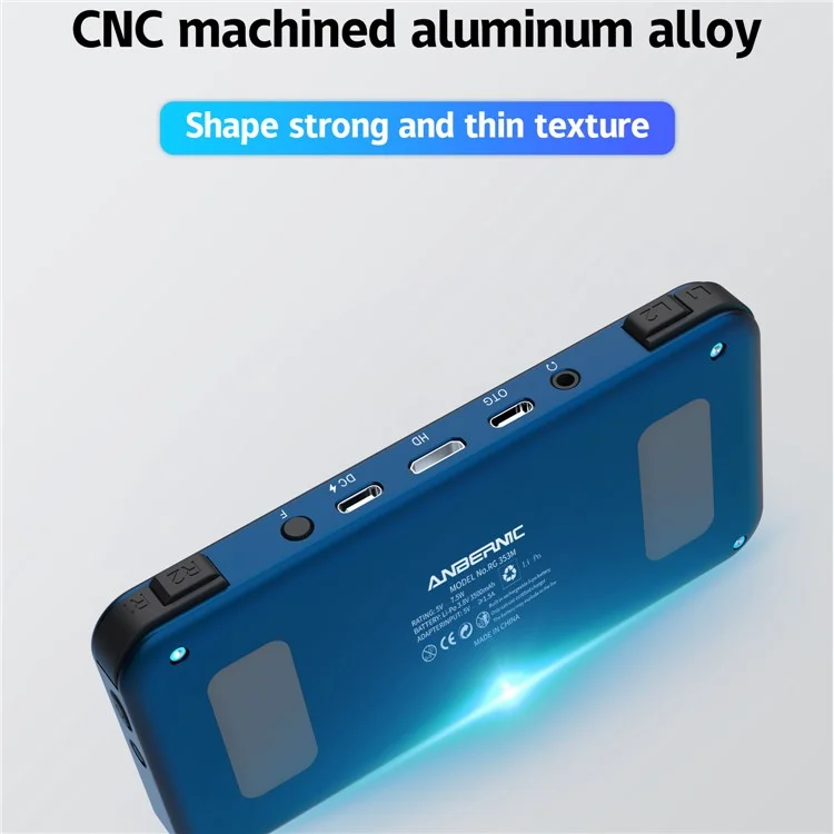 Anbernic RG353M 3,5-zoll-ips-bildschirm Tragbarer Handheld-videospielkonsole Mit Integriertem Hall Joystick Mit 16G+128G Tf-karte - Blau
