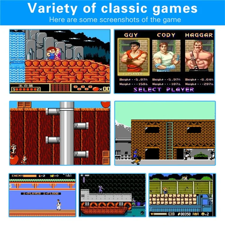 DATA FROG Portable 8-Bit Retro TV Game Console Built-In 89 Games Mini Controller - Black