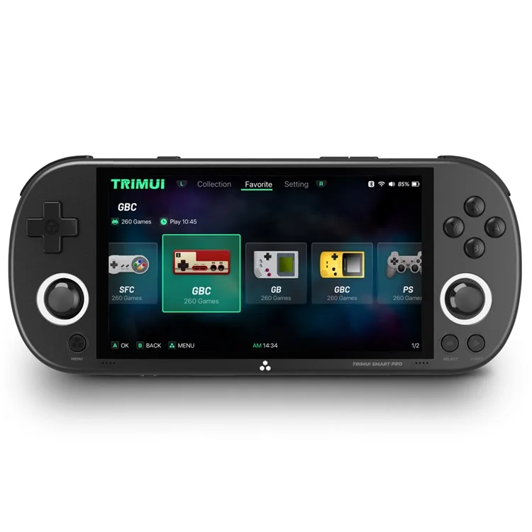 Consola de juegos portátil TRIMUI SMART PRO con pantalla IPS de 4,96 pulgadas, controlador de videojuegos retro (versión en inglés), con tarjeta TF de 128 GB - Negro