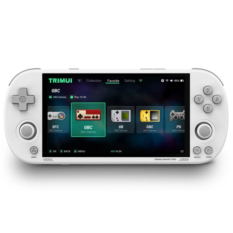 TRIMUI SMART PRO Handheld Game Console 4.96-inch IPS Screen Retro Video Game Controller (English Version), with 128G TF Card - White