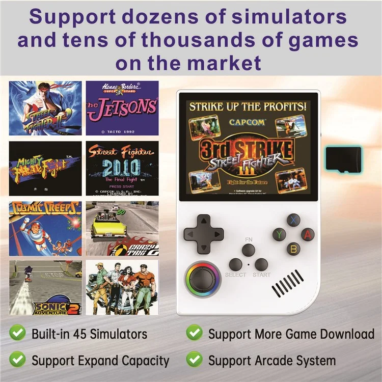 XGB36 3,5 Zoll Display Open-Source Handheld-Spielkonsole mit Retro-Arcade-Spielen, 5+128G - Blau