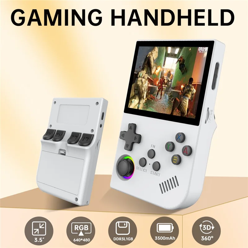 XGB36 3.5-inch Display Open-Source Handheld Game Console with Retro Arcade Games, 5+64G - White