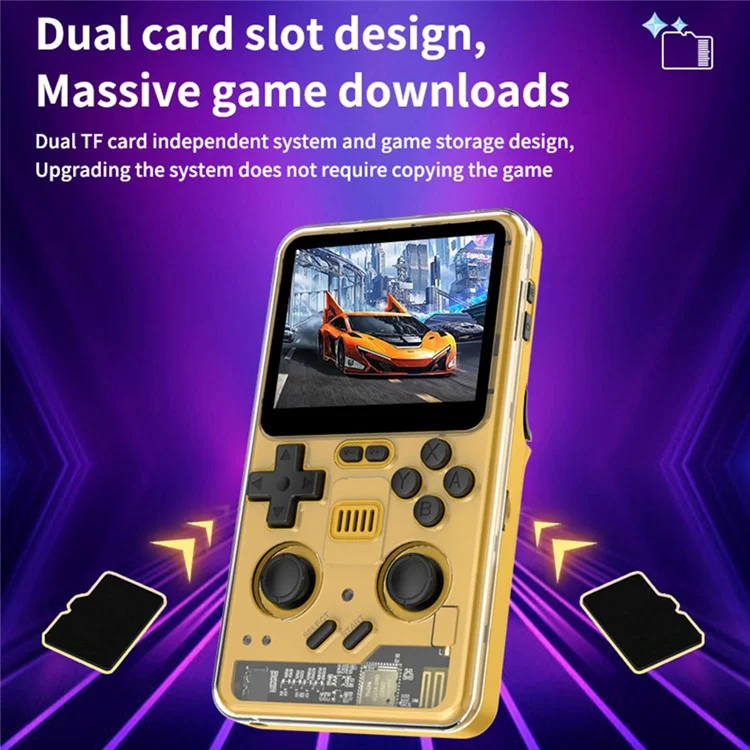 Console de jeu rétro portable POWKIDDY RGB20PRO 64G avec écran IPS de 3,2 pouces - Jaune