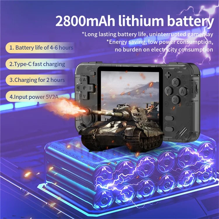 POWKIDDY RGB10X 64G Handheld Game Console 3.5 Inch 4:3 IPS Screen Video Game Player - Black