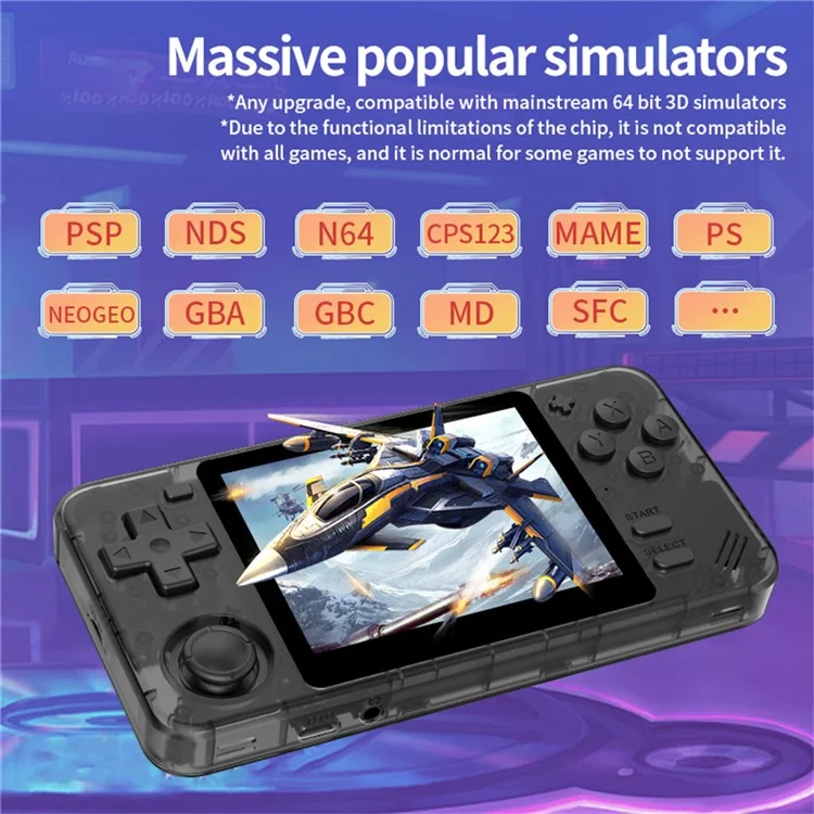 POWKIDDY RGB10X 64G Handheld Game Console 3.5 Inch 4:3 IPS Screen Video Game Player - Black