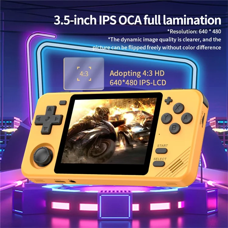 POWKIDDY RGB10X 64G Handheld Game Console 3.5 Inch 4:3 IPS Screen Video Game Player - Black