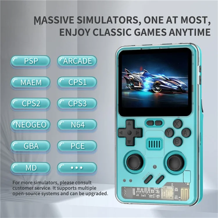 Console de jeu rétro portable POWKIDDY RGB20PRO 128G avec écran IPS de 3,2 pouces - Jaune