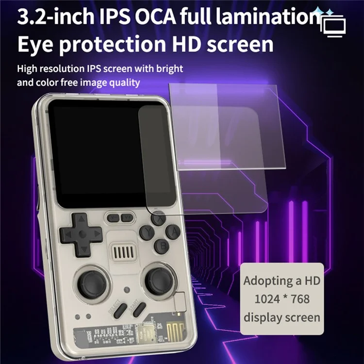 Console de jeu rétro portable POWKIDDY RGB20PRO 128G avec écran IPS de 3,2 pouces - Jaune