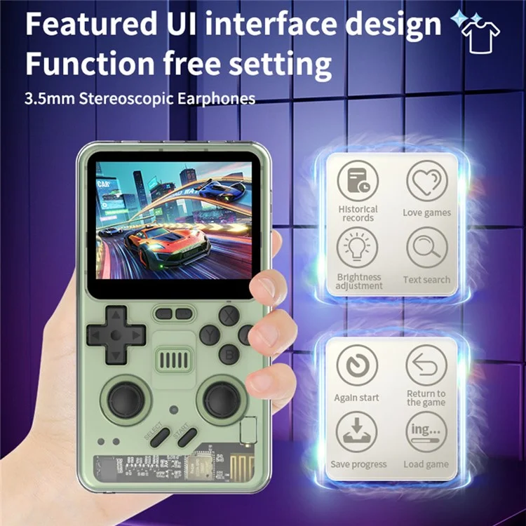 Console de jeu rétro portable POWKIDDY RGB20PRO 128G avec écran IPS de 3,2 pouces - Jaune