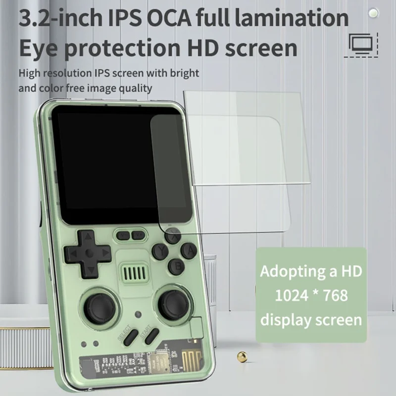 POWKIDDY RGB20PRO 128G Retro Handheld Gaming Console 3.2-inch IPS Screen - Matcha Green