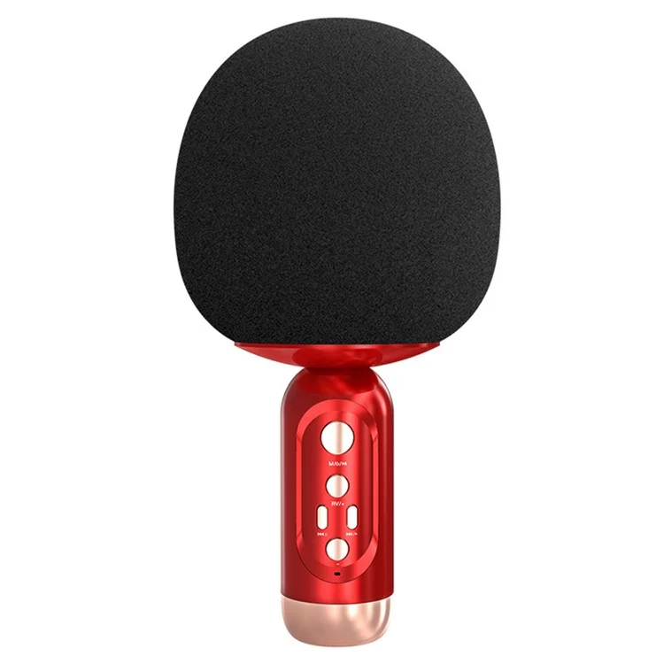 Micrófono inalámbrico Bluetooth K2 con cabeza de hongo, micrófono de canto, versión en inglés - Rojo