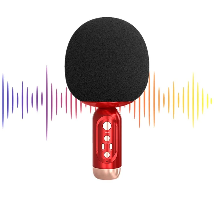 Micrófono inalámbrico Bluetooth K2 con cabeza de hongo, micrófono de canto, versión en inglés - Rojo