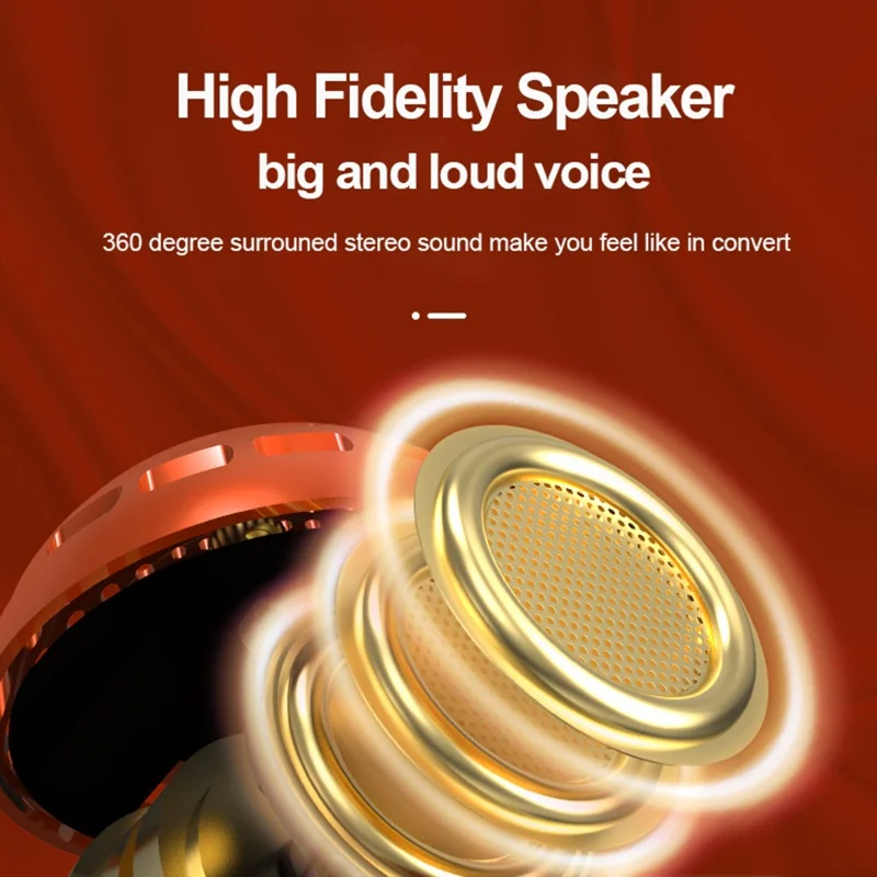 K2 Wireless Bluetooth-compatible Microphone Speaker Mushroom Head Singing Mic, English Version - Black