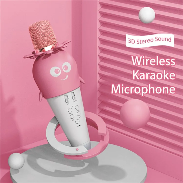 K5 Kids Bluetooth-compatible Microphone ABS+Silicone Carrot Shape Singing Mic, English Version - White+Blue