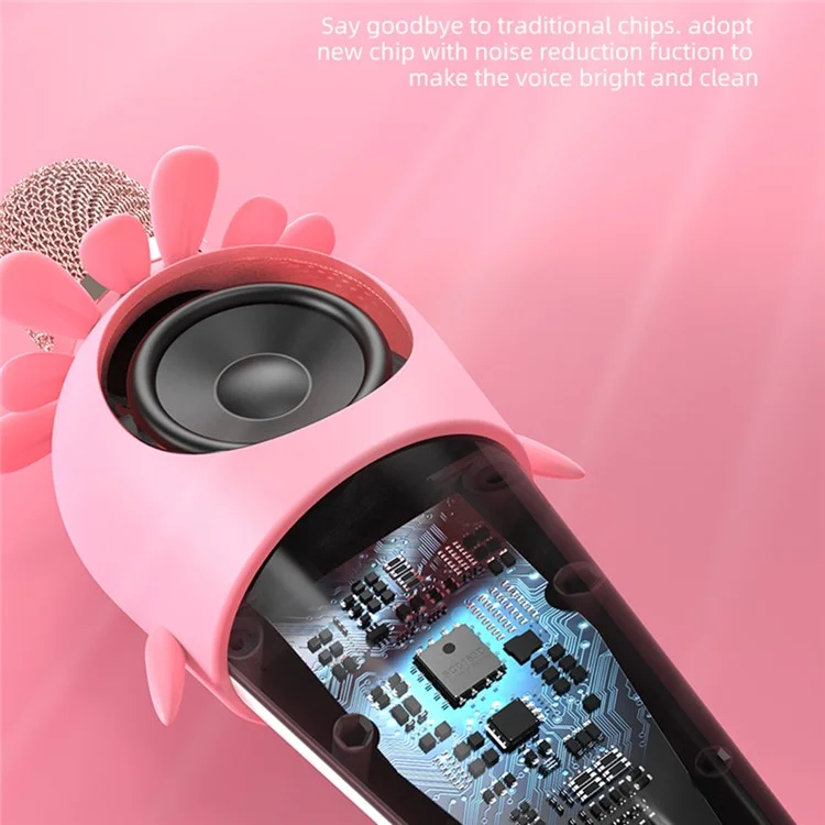 K5 Kids Bluetooth-compatible Microphone ABS+Silicone Carrot Shape Singing Mic, English Version - White+Blue