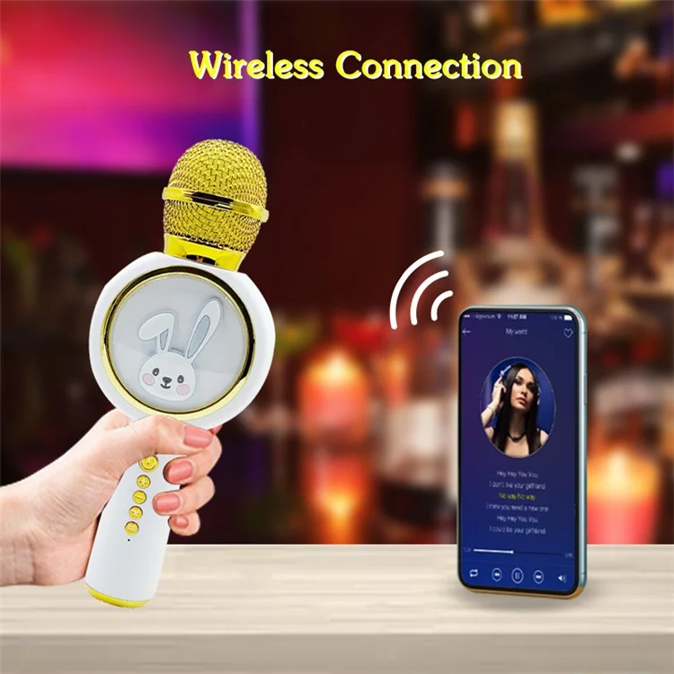 X6 Милый кролик для детей с микрофоном, изменением голоса, Bluetooth TWS, караоке-микрофон, английская версия - слоновая кость