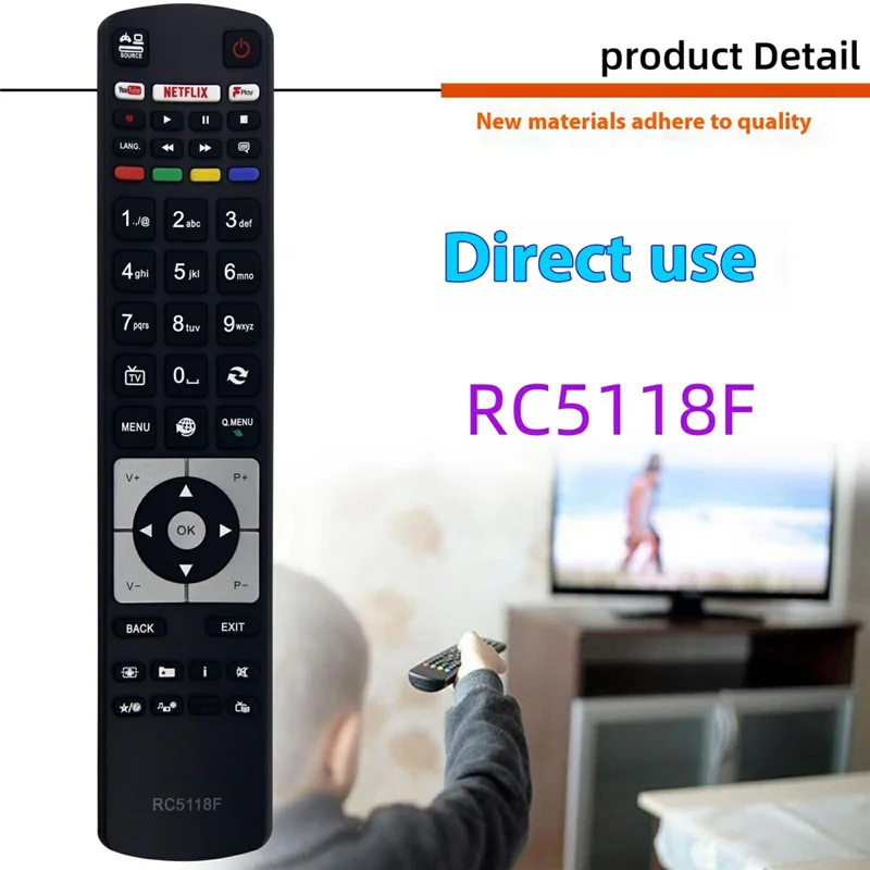 Télécommande RC5118F pour téléviseur Hitachi, contrôle à distance de télévision en ABS, portée de 1 à 8 mètres.