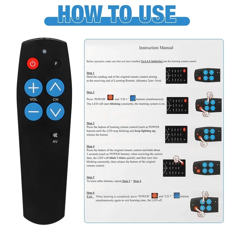 Control remoto IR de 7 botones para televisor, decodificador, DVD, VCD, controlador inteligente de aprendizaje