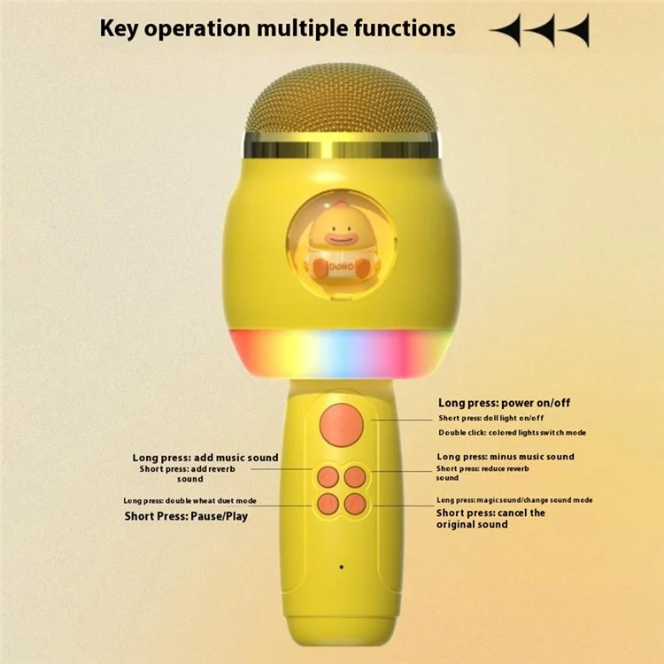 Cartoon Children Microphone Wireless Bluetooth-compatible Speaker Early Education Karaoke Machine - Pink Cat