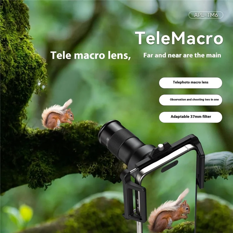 APEXEL APL-TM6 2-in-1 Teleobjektiv Makro-Objektiv mit 6-facher Vergrößerung für Smartphones