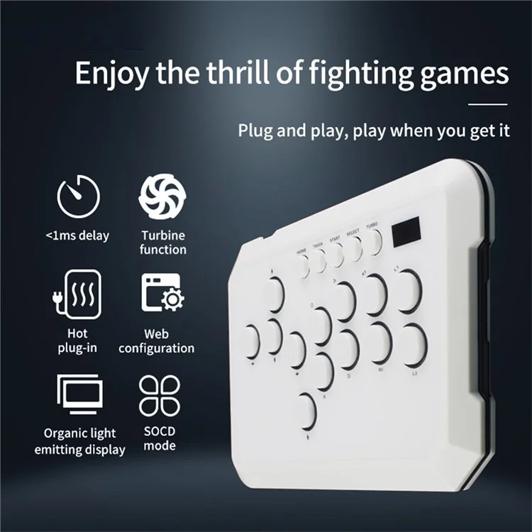 A50 Hitbox Controller Kampfspiel-Tastatur Taste Rand Hebelloser Joystick für PC / PS4 / PS5 / Steam