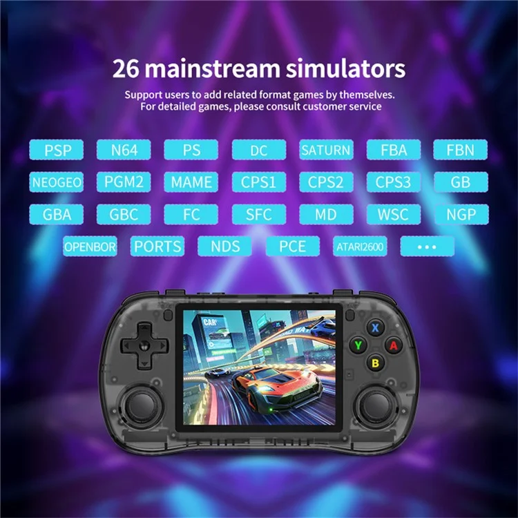 Console de jeu portable POWKIDDY X35H 3,5 pouces Écran IPS Joystick à capteur de Hall (Sans carte) - Noir transparent