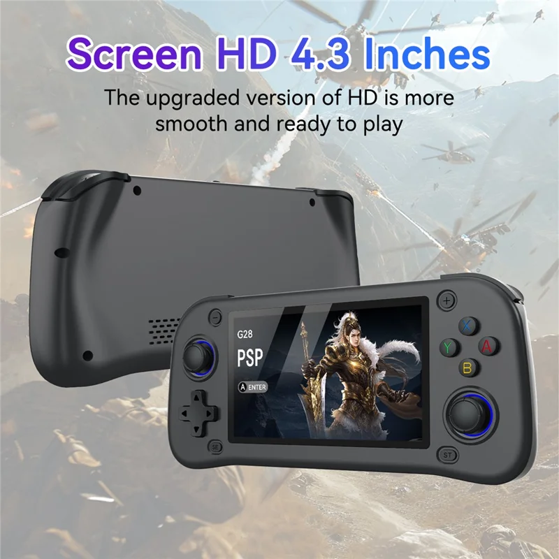 G28 64G Handheld Game Console 4.3 Inch HD IPS Screen Retro Arcade Game Device - Black