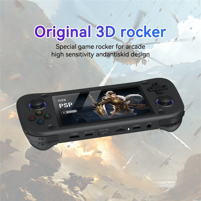 G28 64G Handheld Game Console 4.3 Inch HD IPS Screen Retro Arcade Game Device - Black