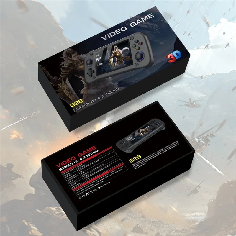 G28 64G Handheld Game Console 4.3 Inch HD IPS Screen Retro Arcade Game Device - Black