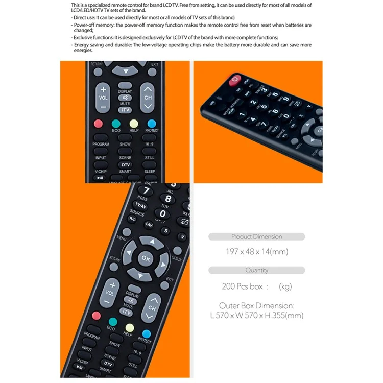 CHUNGHOP E-C910 For Changhong TV Remote Control Battery Powered Replacement Controller