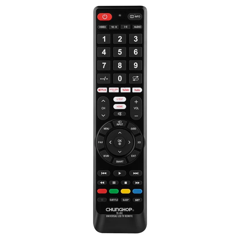 CHUNGHOP TX-01E Universal TV Remote Control Ergonomic Television Handheld Controller Replacement