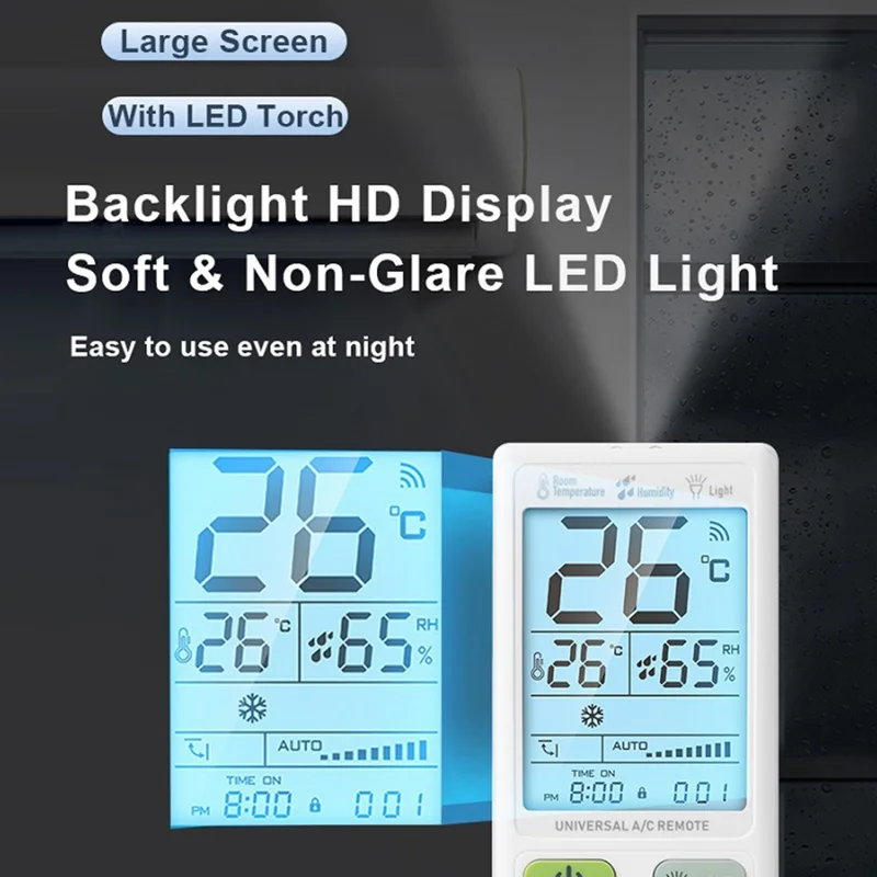 CHUNGHOP K-3302E Universal fjärrkontroll till luftkonditionering Stor LCD-display A/C-kontrollenhet