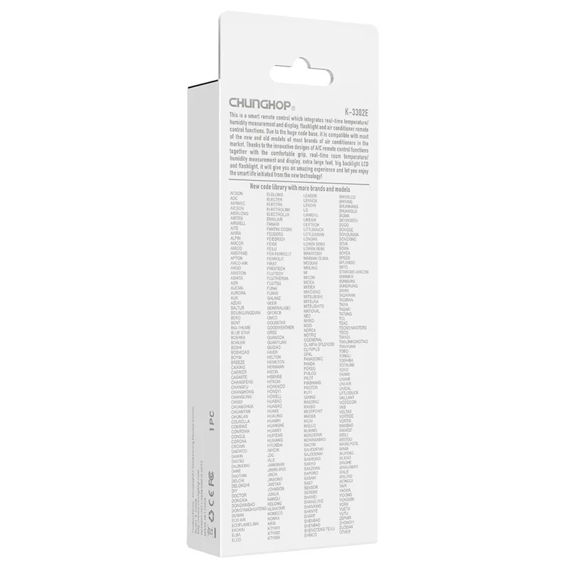 CHUNGHOP K-3302E Universal fjärrkontroll till luftkonditionering Stor LCD-display A/C-kontrollenhet