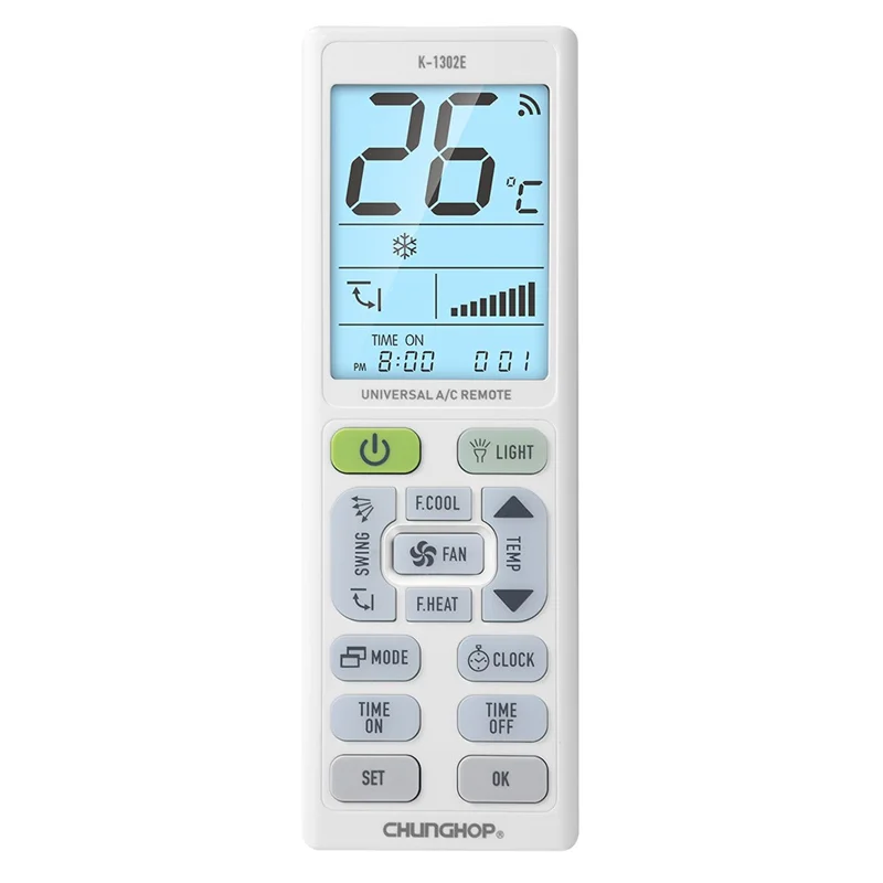CHUNGHOP K-1302E Universal Air Conditioner Remote Control Large LCD Display A / C Controller