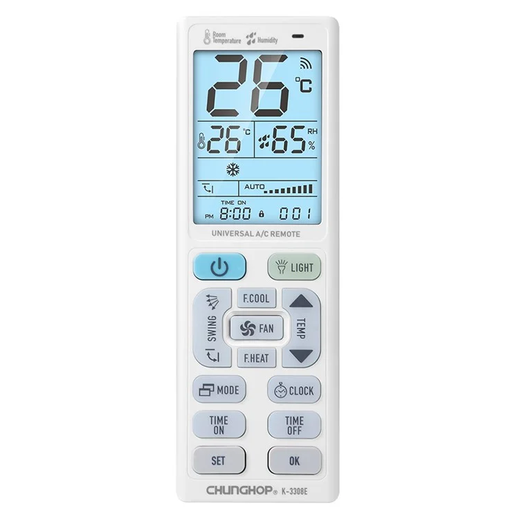 CHUNGHOP K-3308E Rechargeable Universal Air Conditioner Remote Control with Temperature / Humidity Display