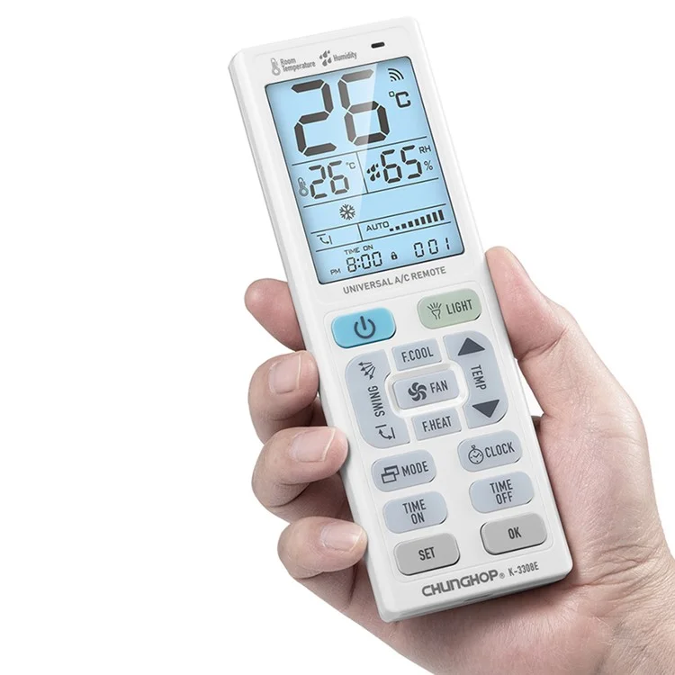 CHUNGHOP K-3308E Rechargeable Universal Air Conditioner Remote Control with Temperature / Humidity Display
