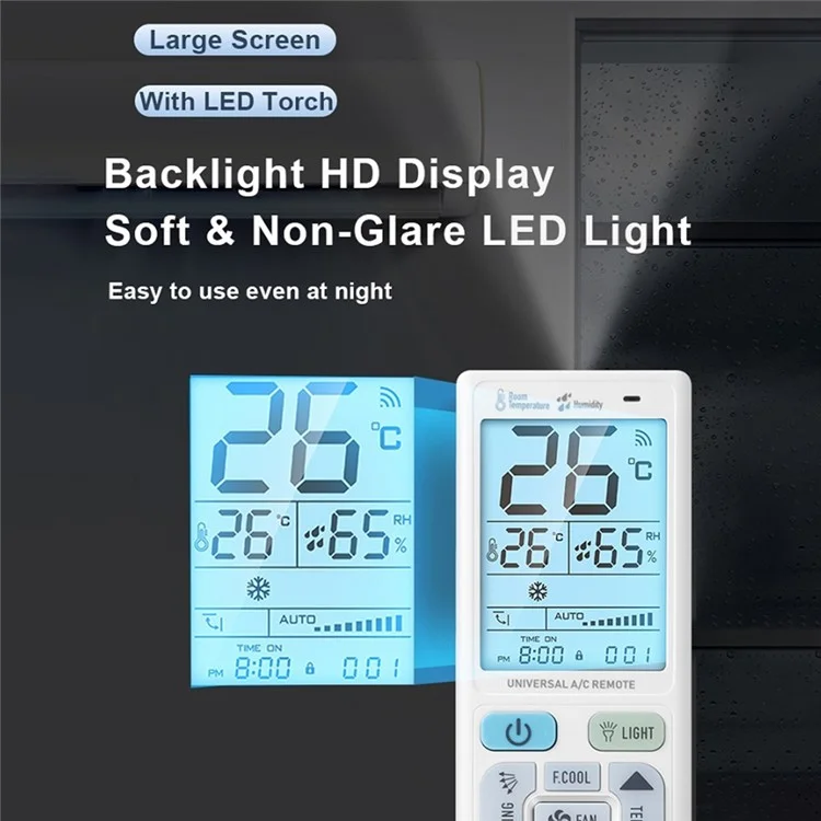 CHUNGHOP K-3308E Rechargeable Universal Air Conditioner Remote Control with Temperature / Humidity Display