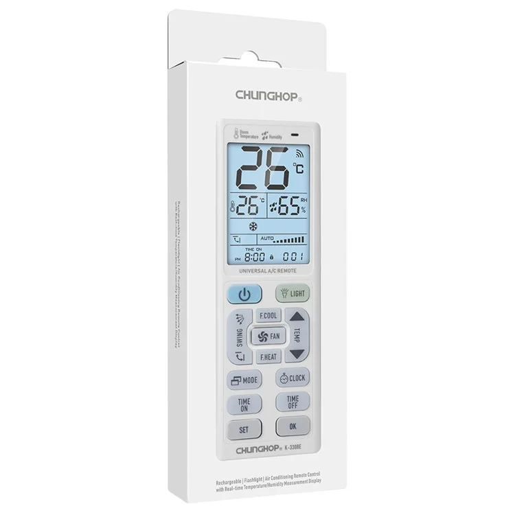 CHUNGHOP K-3308E Rechargeable Universal Air Conditioner Remote Control with Temperature / Humidity Display