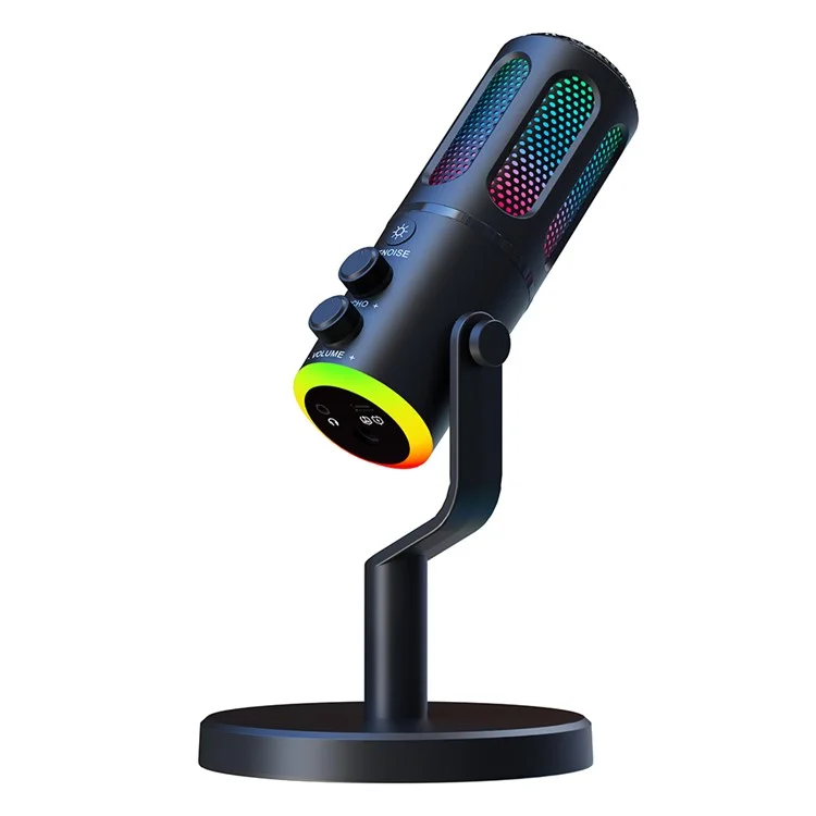 Micrófono de Escritorio SU8 con Luz Ambiental RGB para Streaming en Directo / Grabación / Reducción de Ruido para Gaming