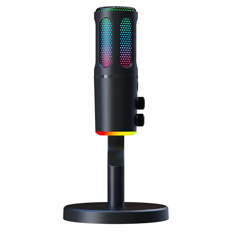 Micrófono de Escritorio SU8 con Luz Ambiental RGB para Streaming en Directo / Grabación / Reducción de Ruido para Gaming
