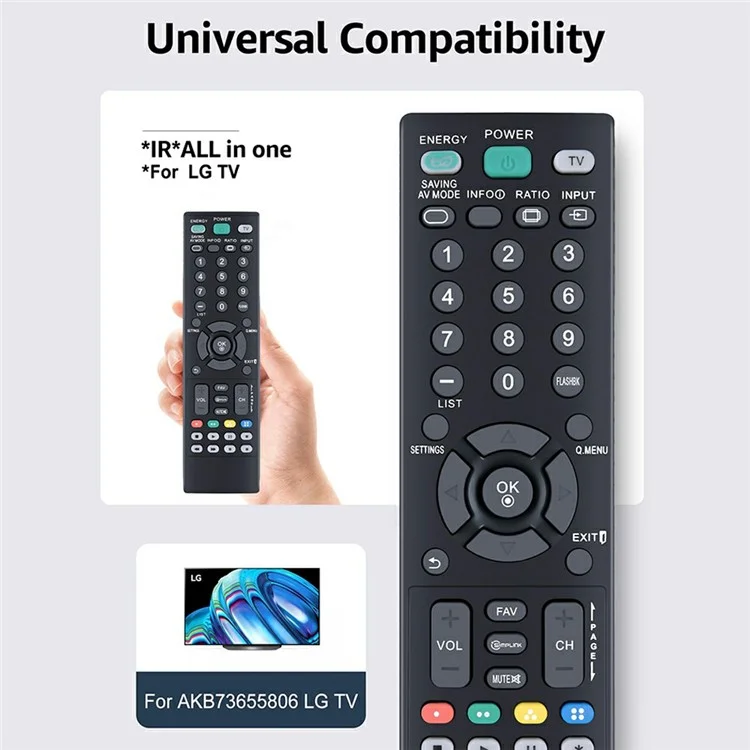 Mando a distancia de repuesto AKB73655806 para televisores LG, batería ergonómico inalámbrico