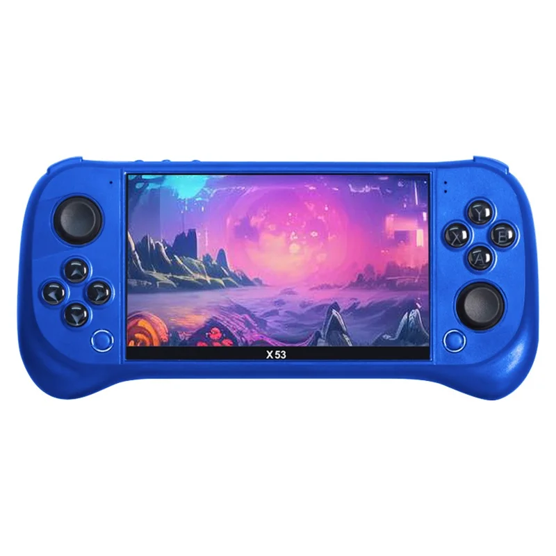X53 5.1 Inch IPS HD Screen Handheld Game Console Retro Arcad Gaming Controller Support TV Output - Blue